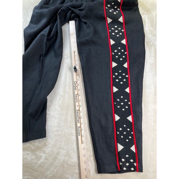 Unisex Vintage Linen Cotton Black & Red Tribal Ethnic Shirt & Pant Set Suit M - Picture 6 of 16